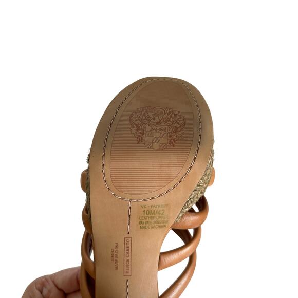 Vince Camuto Women's Patrest Raffia Platform Sandal Heeled Light Cognac Size 10 - Picture 7 of 8